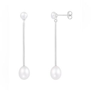 NWT Splendid Pearls Elegant Silver 7-8mm Pearl Drop Earrings
